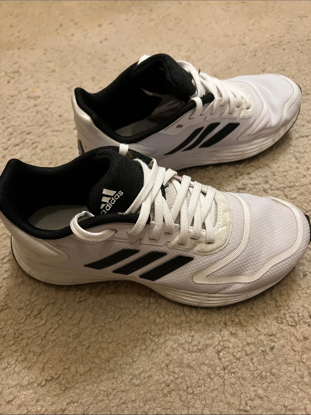adidas White Sneakers with Black Three-Stripes